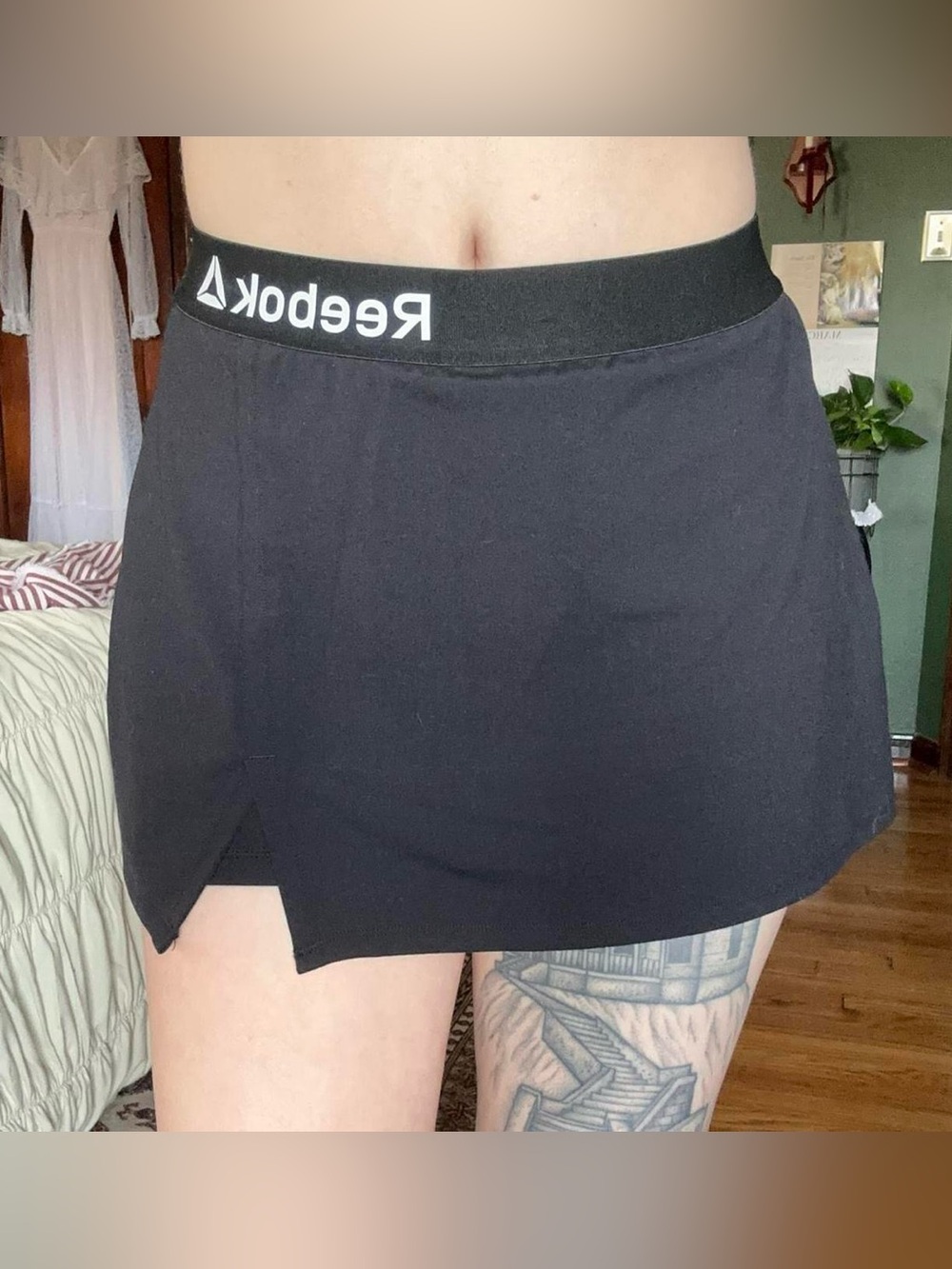 Reebok Black Athletic Skort with Branded Elastic Waistband
